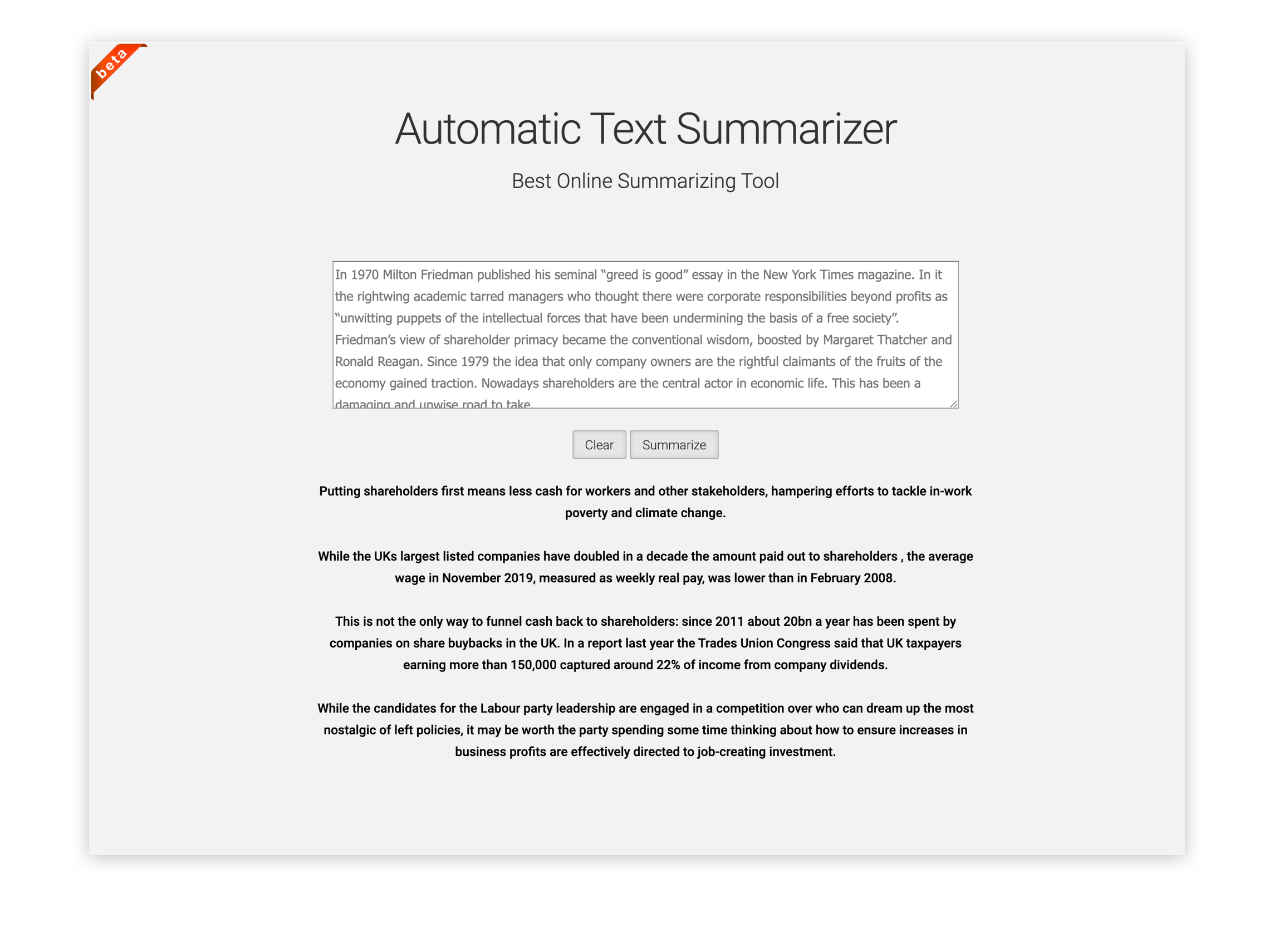 text summarizer online